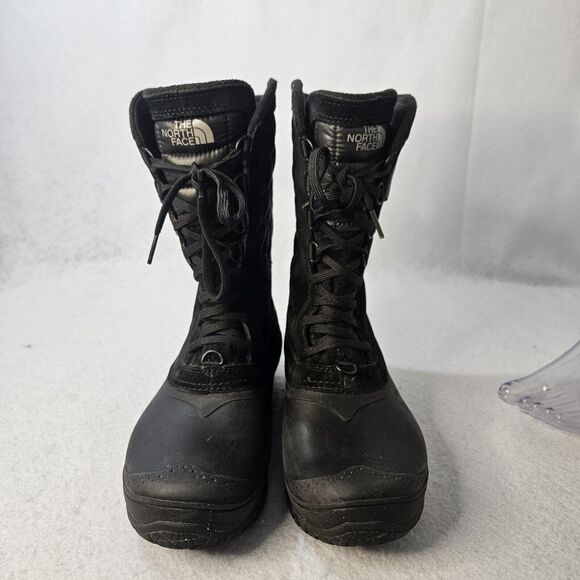 NORTHFACE Snow Boots Black Sz 8.5 Thermoball Leather Lace Up Winter - Picture 4 of 6